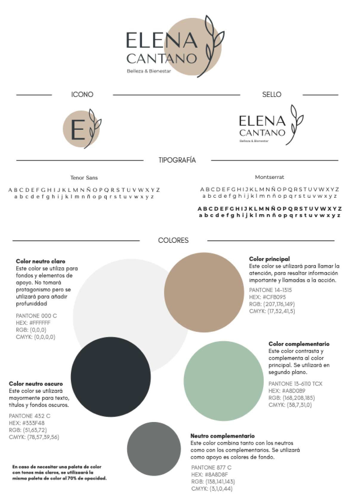 Paleta de Colores utilizada en el Proyecto Elena Cantano